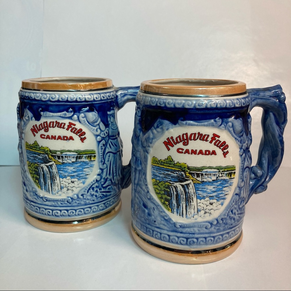 Vintage Niagara Falls Ontario Canada Souvenir Beer Mugs x2 beautiful display pcs